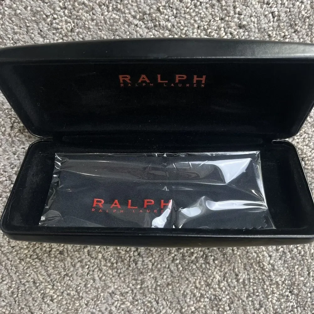 Ralph Lauren Hard Clam Shell Glasses Case Black Sealed Wipe Cloth‎ Velvet Lined